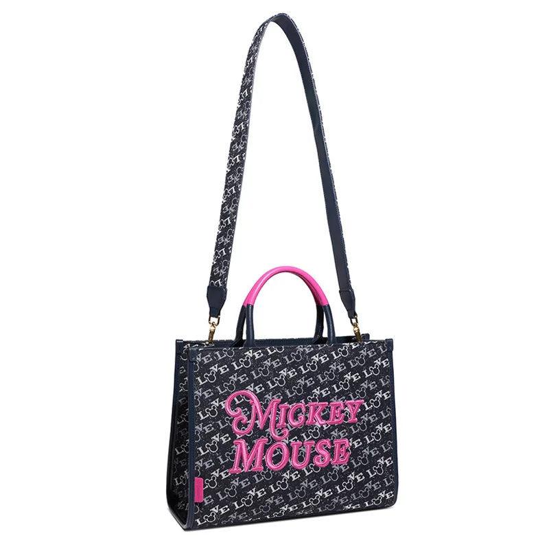 Borsa tote Disney Light Luxury elegante rosa ricamata con Topolino Borsa da donna a tracolla di marca di fascia alta di grande capacità