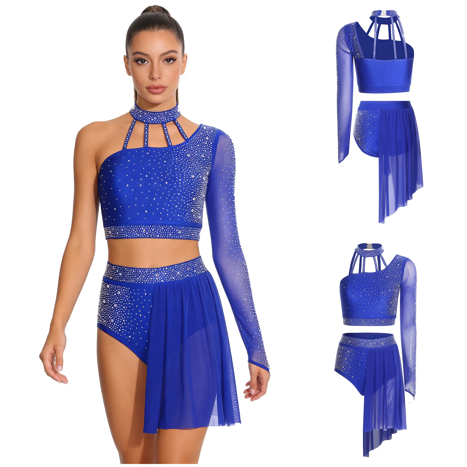 Conjunto de Dança Latina Strass e Transparência - alternate angle