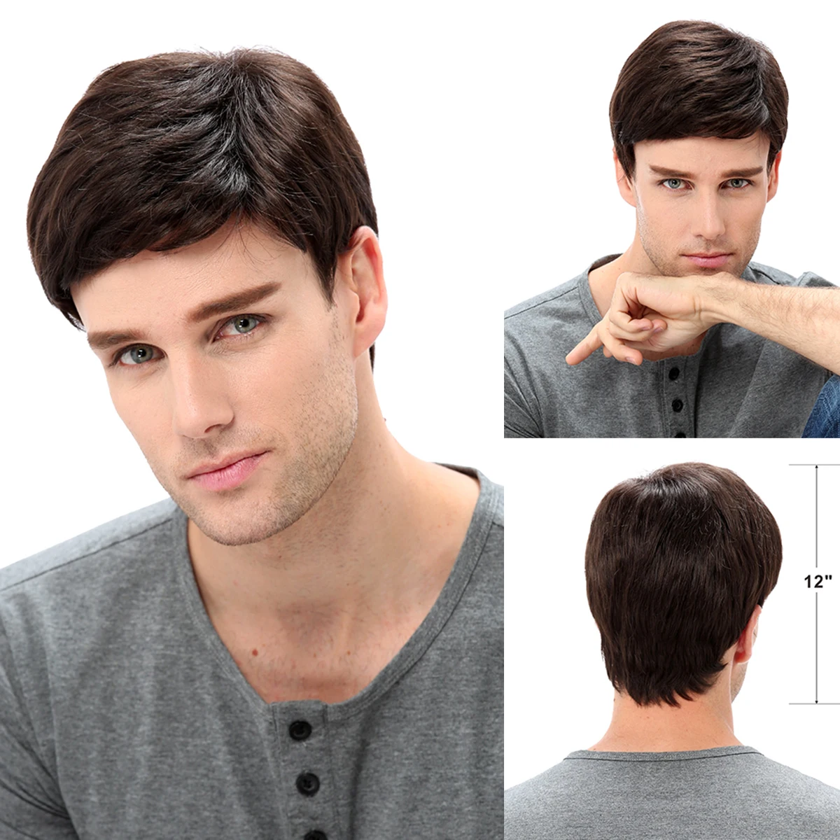 Hot Cool Male Synthetic Wig Handsome Short Auburn  Blonde and Natural Mens Wig Short