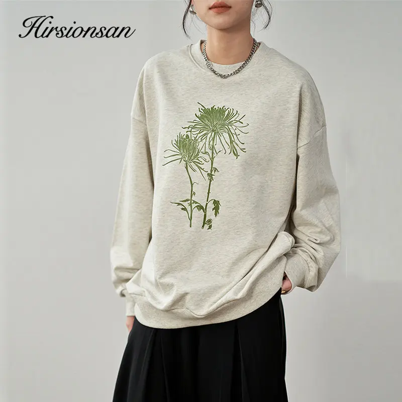 

Hirsionsan American Vintage Printed Hoodie Female Spring Autumn Lazy Oversize Loose Thin Sweatshirt Female Ins Trendy Clothing