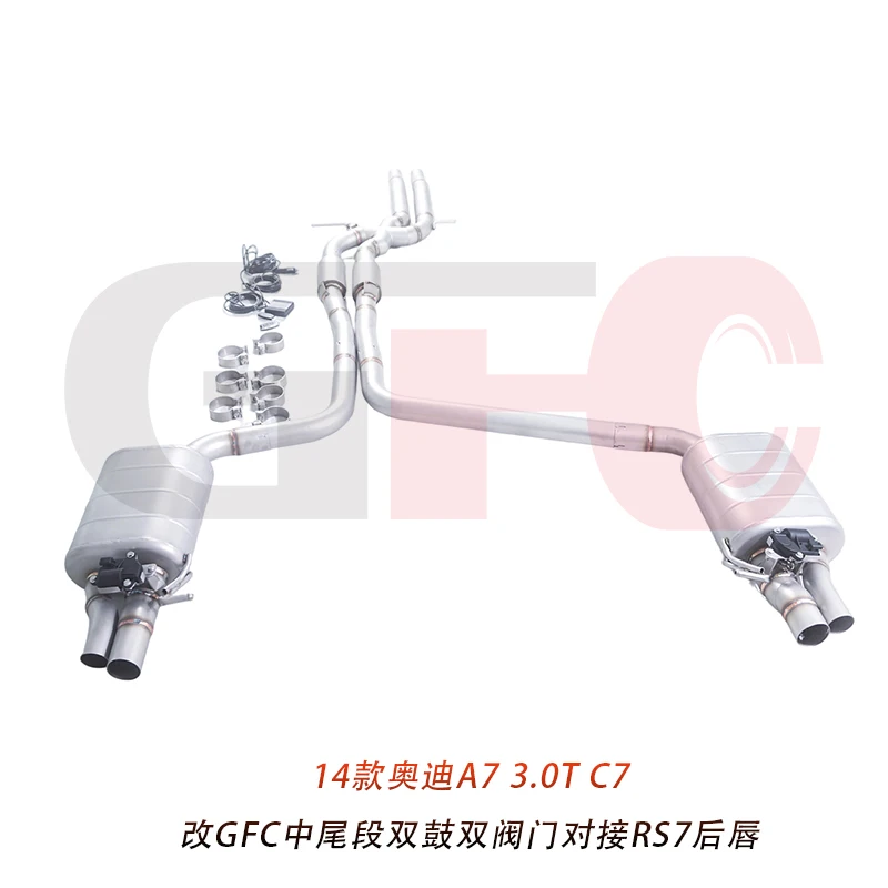 

For 2009-2016 Audi A7 C7 3.0T catback high-performance exhaust system, with valve muffler, compatible with Audi RS7 diffuser