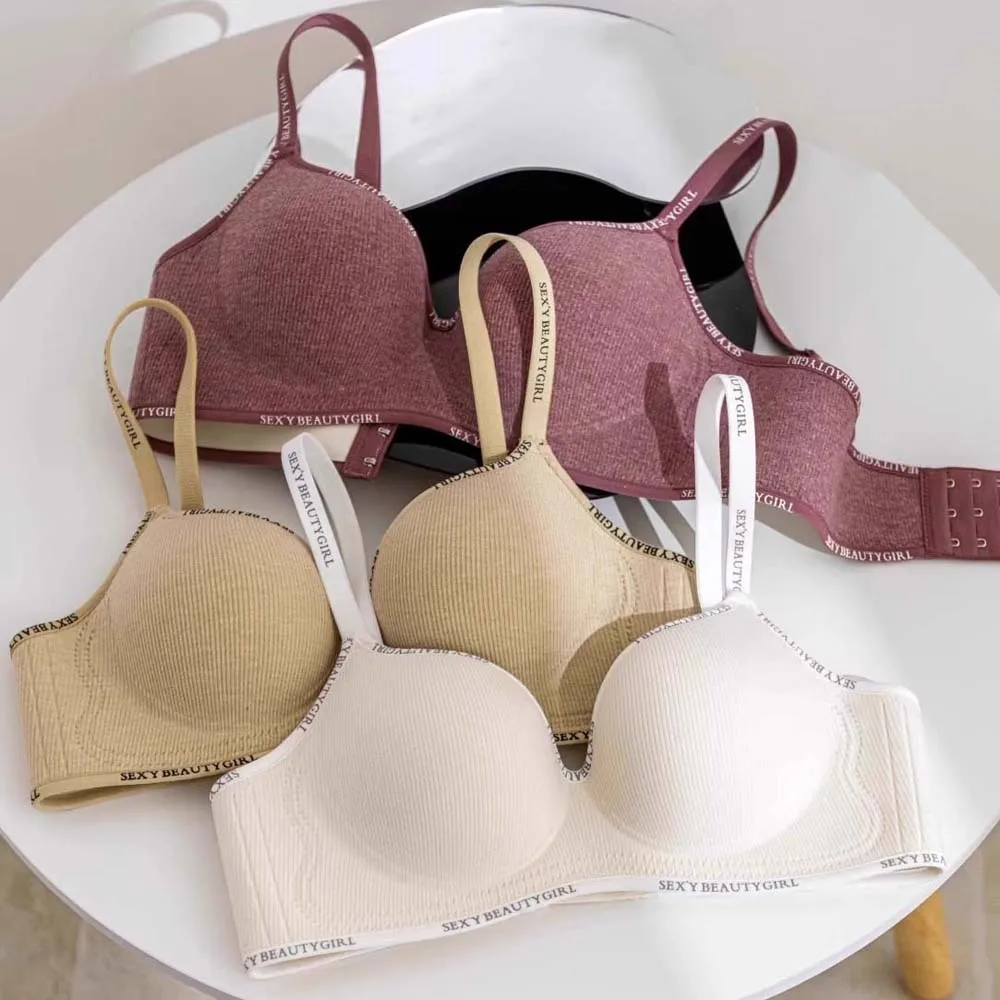 

English Letter Wireless Deep V Bra Shockproof Close-fitting Push Up Underwear Anti-sagging Lingerie Seamless Bras Sport