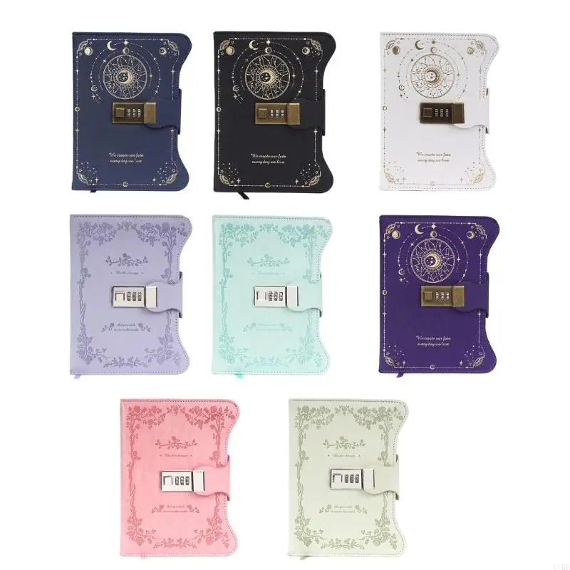 Retro PU Leather Diary with Combination Lock 360 Pages Travel Journal Hardcover Notebook For Daily Writing Note Taking K1KF