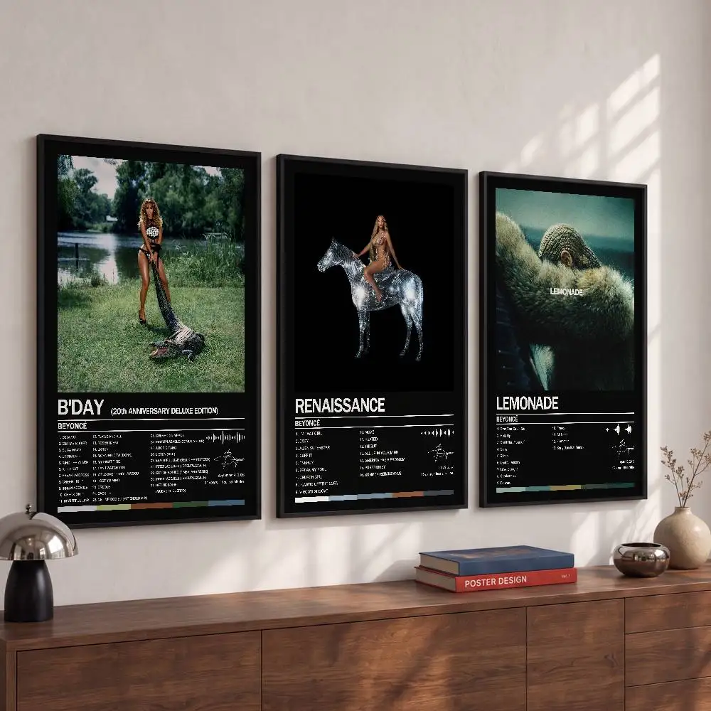Beyonce B day Poster Album Art Cover Songs Rap Pop Singer Band Wall Waterproof Paper Sticker For Living Room Home Decor