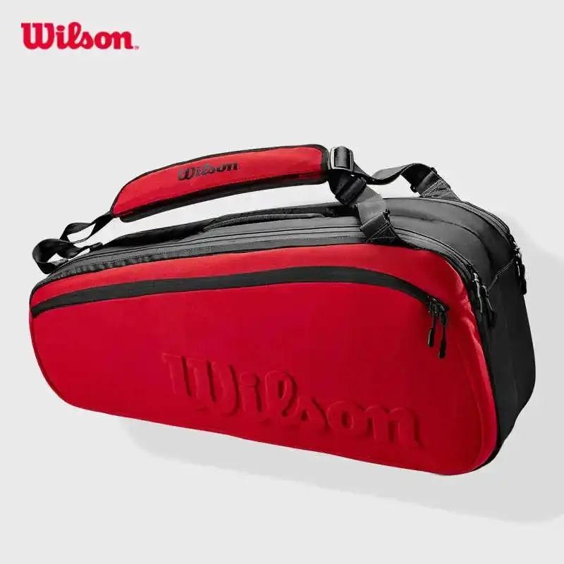 Wilson Super Tour CLASH V2 Tennis Racquet Bag 9-Pack Large Capacity Portable Tennis Backpack Red Thermoguard Large Accessory Bag