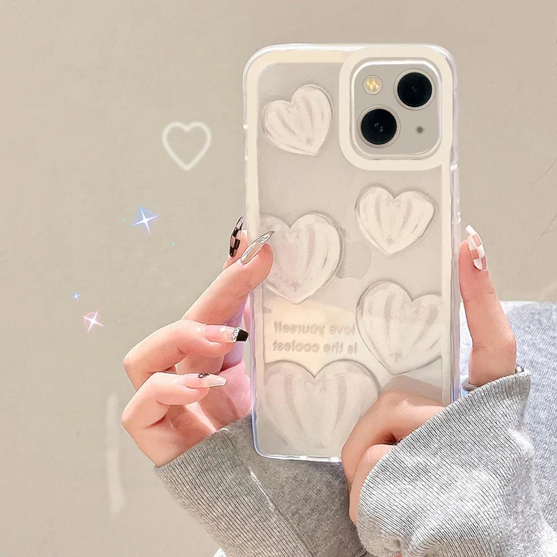 T112 White Heart For Samsung Galaxy M10S M11 M12 M22 M21 M32 M31 M51 M52 F12 F22 F52 F62 Case DIY TPU Soft Cover