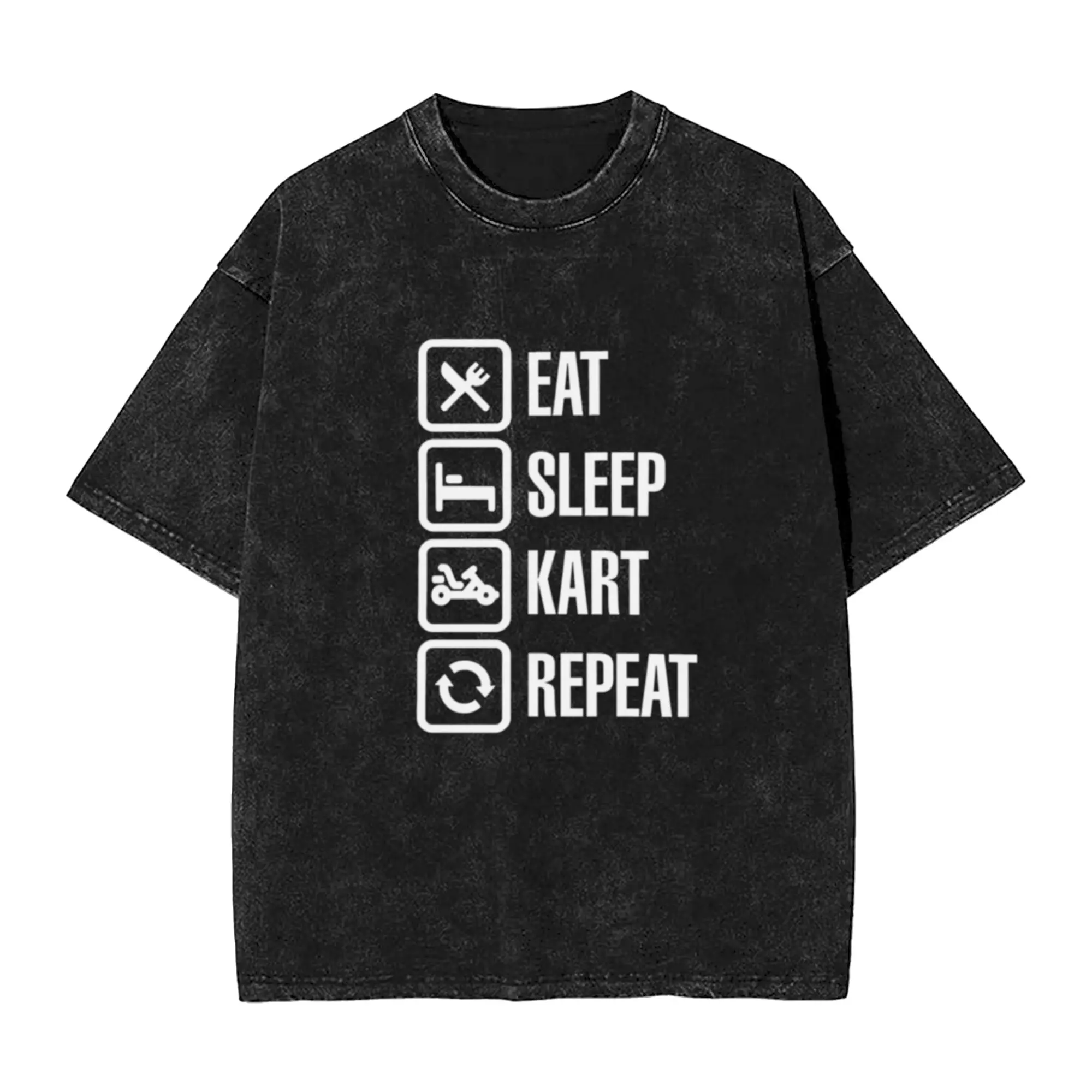 Eat sleep kart karting go-karts repeat karting go-karts go-kart go-cart Classic Chic A Vintage Oversized Cotton Unisex T-Shirts