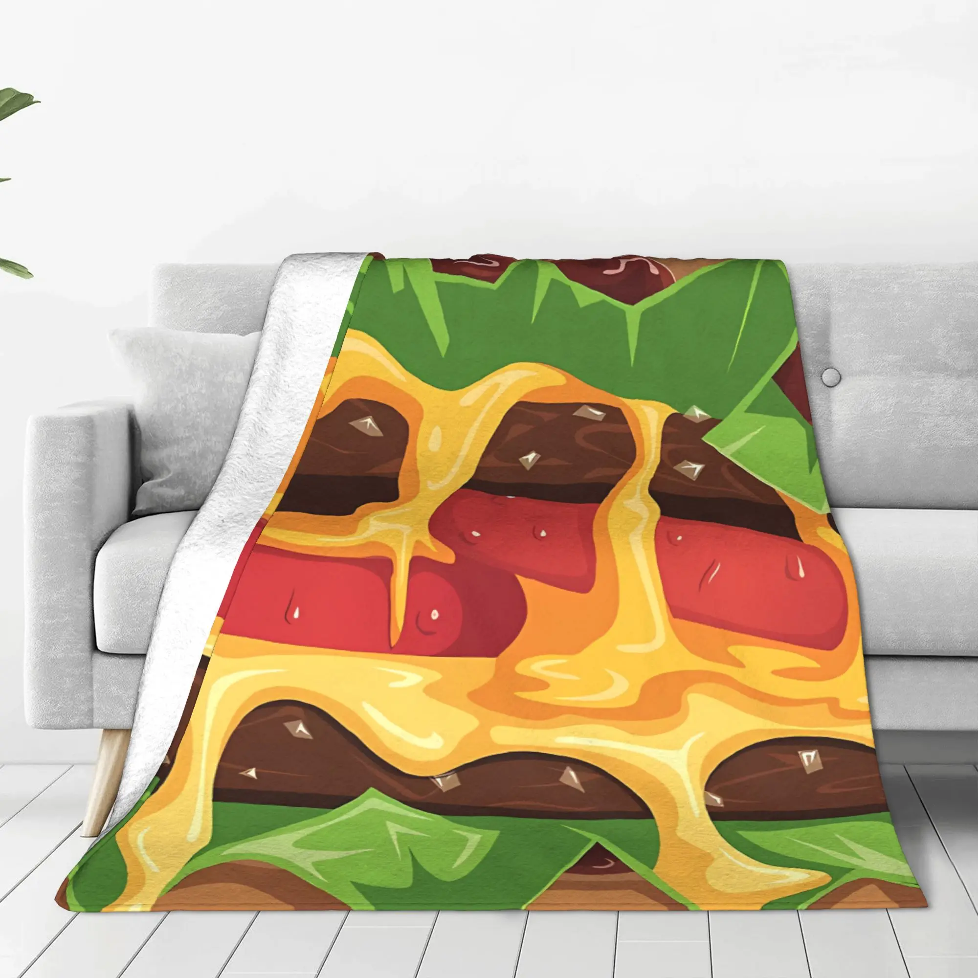 1PC Home Cute Room Decor Cheeseburger Blanket Throw Blanket Hamburger Novelty Warm Blanket All Season