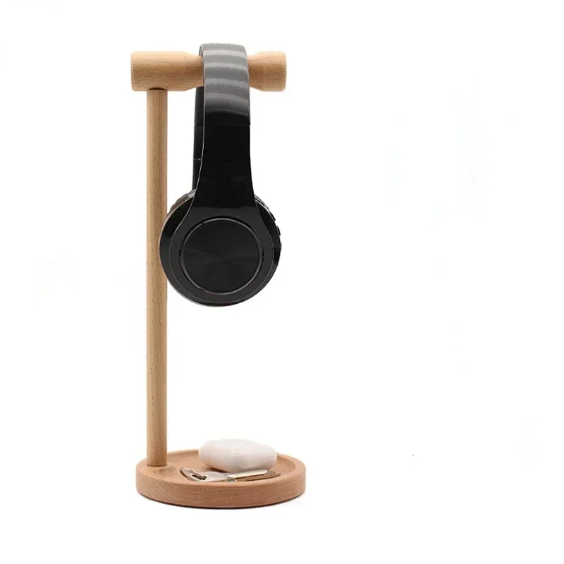 Soporte de madera para auriculares AirpodsMax, soporte de madera hecho a mano para auriculares, almacenamiento de escritorio con pantalla de auriculares Sony de madera perlada