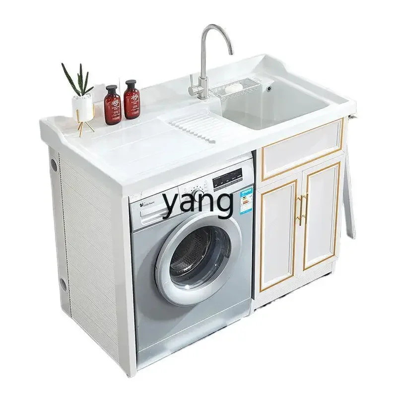 Meuble de rangement pour machine à laver LH avec plan à laver intégré, en aluminium, pour balcon