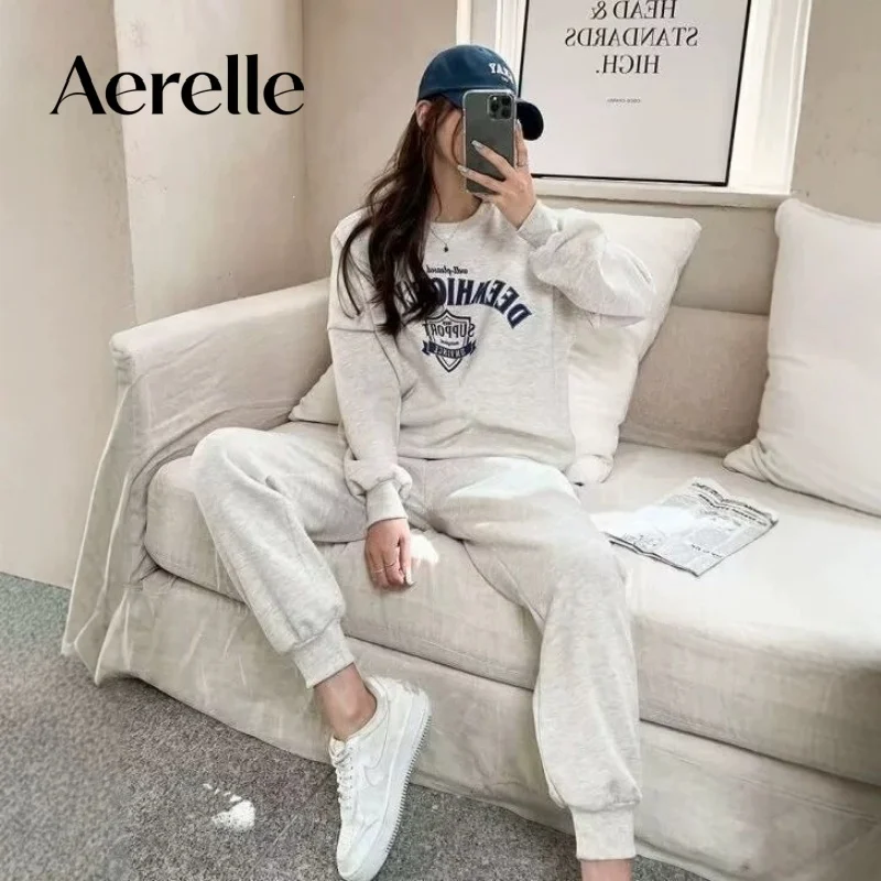 Women 2026 Early Autumn New Korean Style Sport Casual Set, Fashion Slim Sweatshirt & Wide Leg Pants Two Piece Outfit