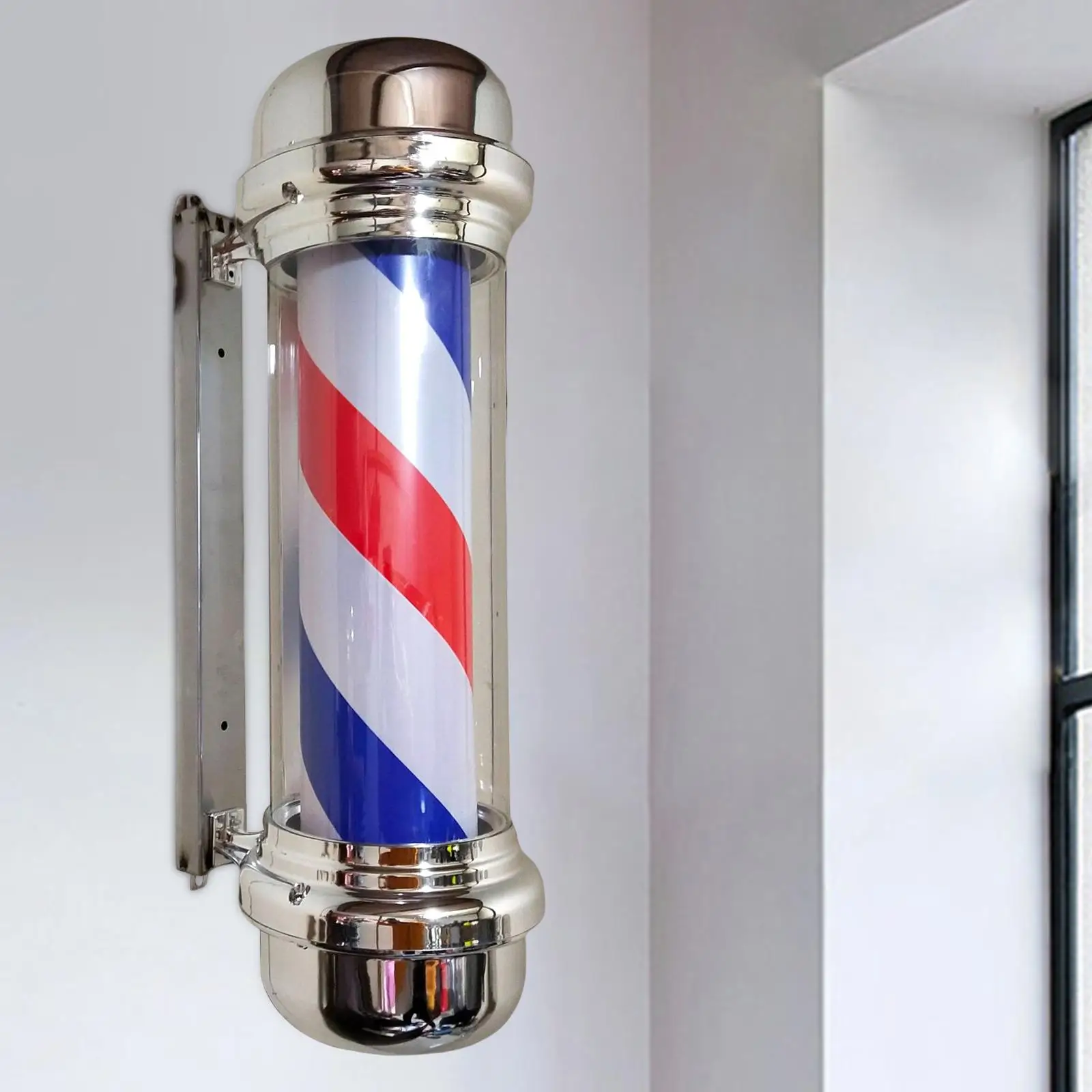 Barber Pole Light Traditional Barber Shop Pole LED Red Blue Rotating Hair Salon Open Sign for Indoor Outdoor Hairdressing Salon