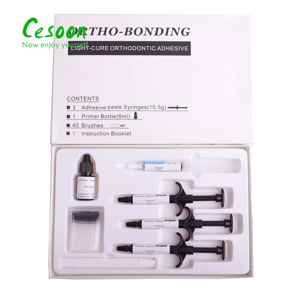 Cesoon Dental Orthodontic Adhesive Kit Light Cure Green Glue NO-MIX Direct Bonding System Dentist Ortho Resin Dentistry Material