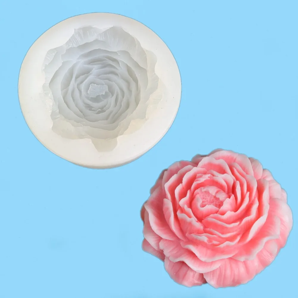 Flor Extra Grande Vela Peônia Molde De Silicone, 3D Plant Floral, Aromaterapia Gesso, Resina Fazendo Bolo De Chocolate DIY, Sabonete Ferramenta