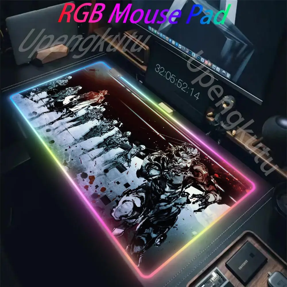 

Metal Gear Solid Anime RGB Pc Gamer Keyboard Mouse Pad Mousepad LED Glowing Mouse Mats Rubber Gaming Computer Mausepad