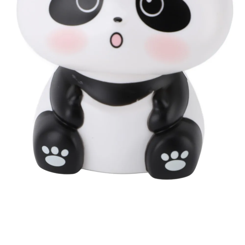 ABS Solar Panda Figurine 3inch White Nodding Panda Ornament Auto Activate Panda Decor Low Energy Consumption Decor