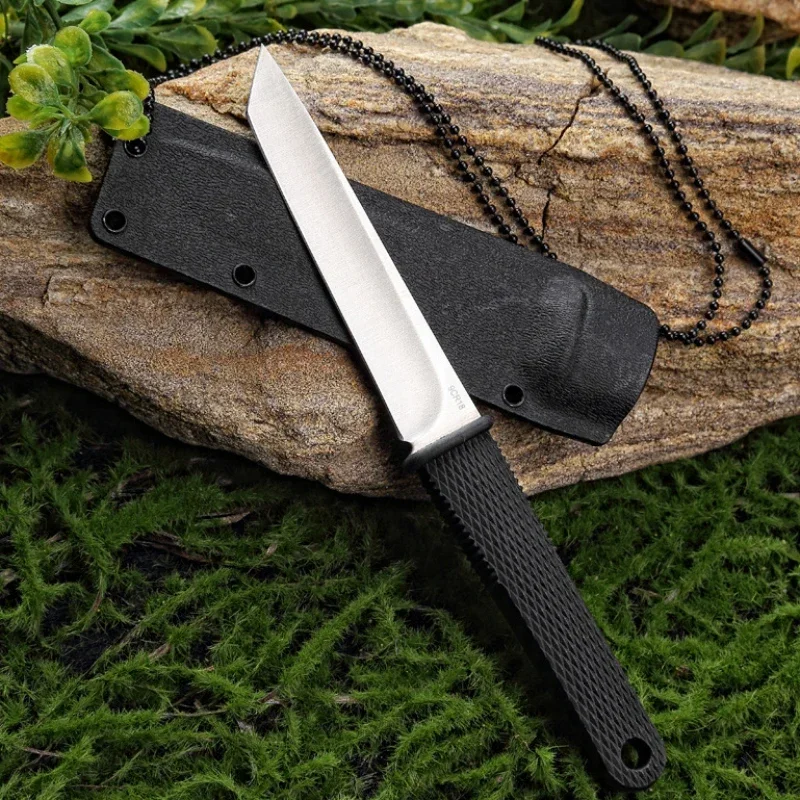 Couteau noir et blanc pour une utilisation en extérieur, un outil de base portable pour la randonnée, l\'exploration et le camping, couteau à haute