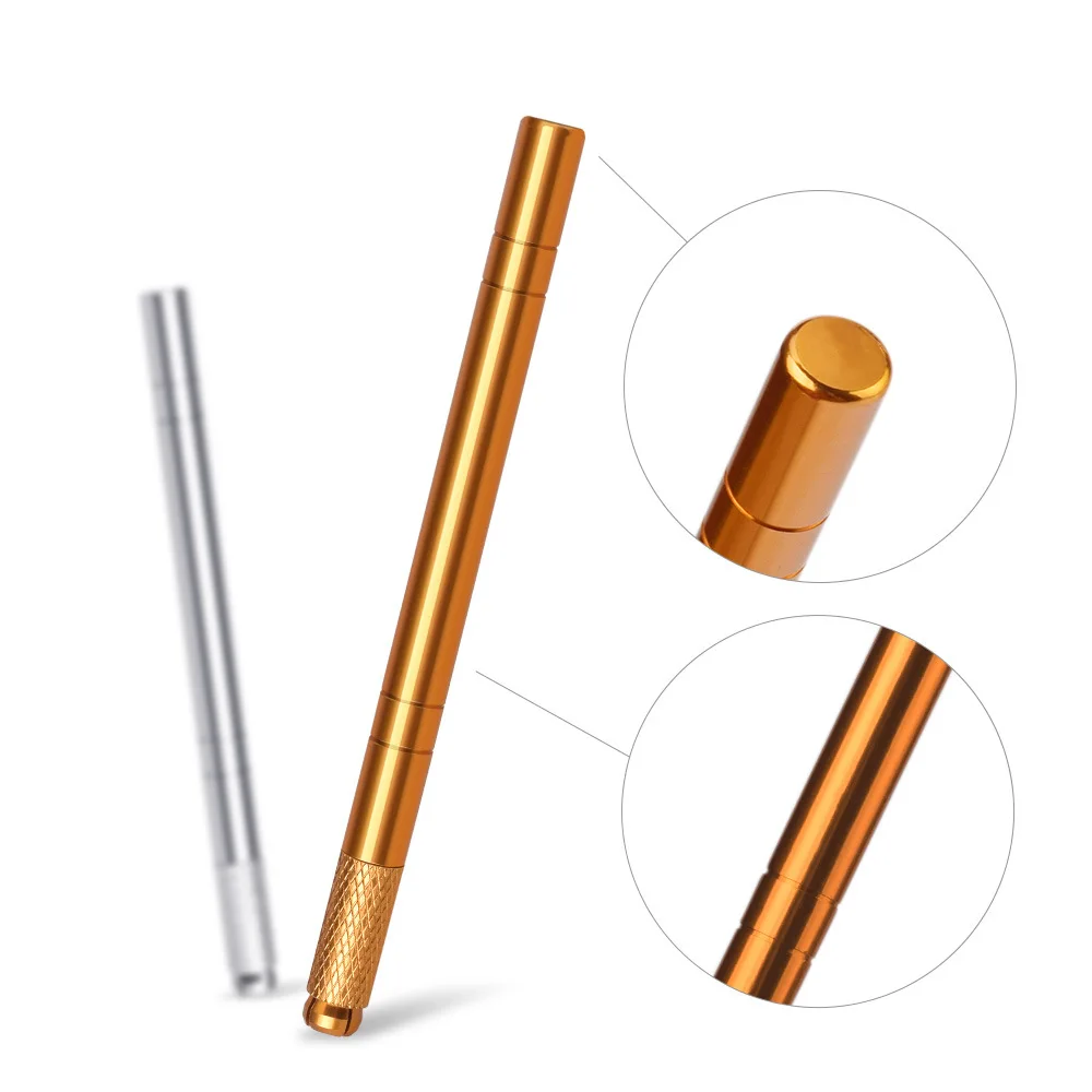1pcs Tattoo Tebori Manual Pen Microblading Tebori Blades Needles Permanent Makeup Pen Tools for Round Flat Blades