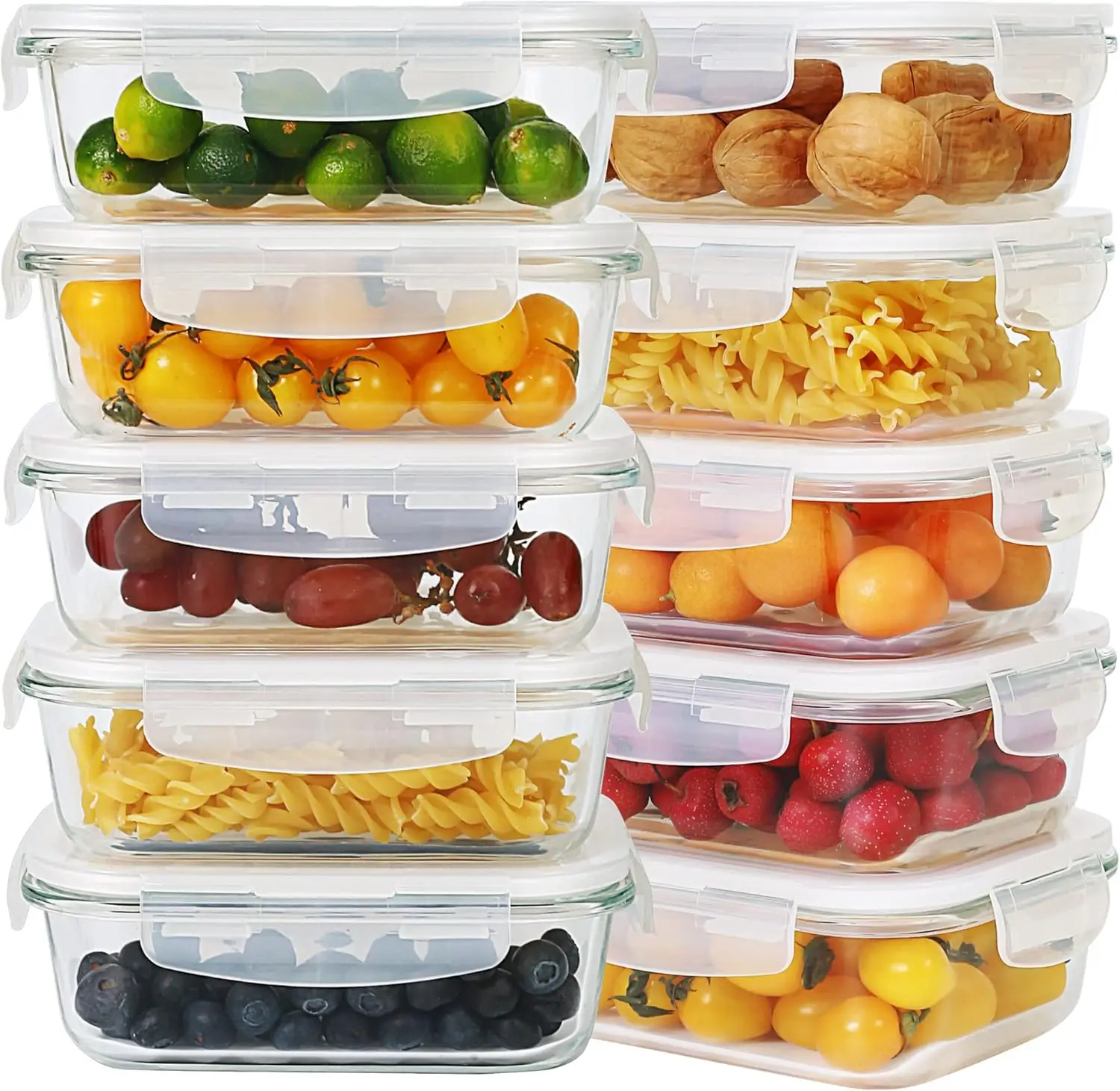 

10-Pack Glass Meal Prep Containers with Lids, Food Storage Bowls for Adults Lunch Bento Boxes