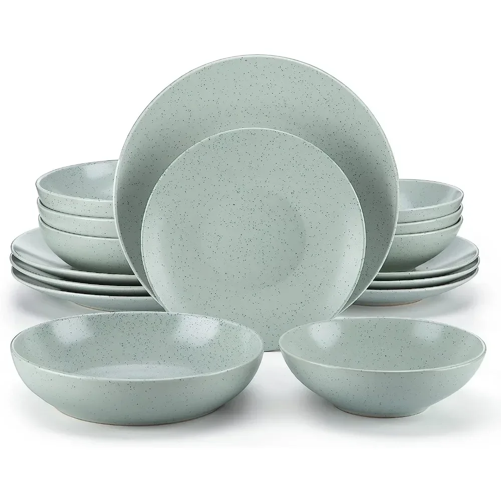 

16-Piece Dinnerware Set, Stoneware Plates and Bowls Sets, Semi-matte Tableware Service for 4, Suitable for gift giving