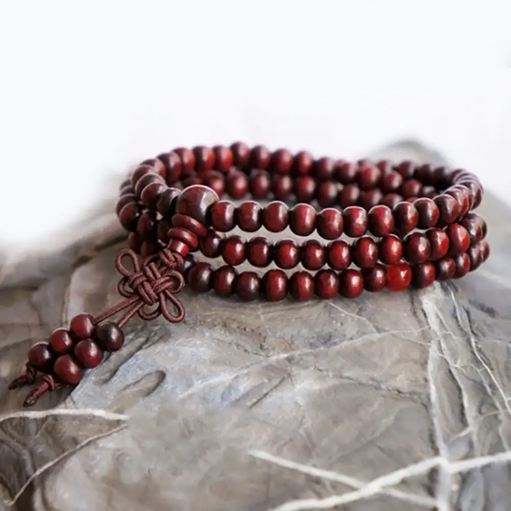 Natural Sandalwood Bracelets Men Buddhist Buddha Meditation Bead Bracelet for Women Prayer 108 Beads Rosary Hanging Decoration