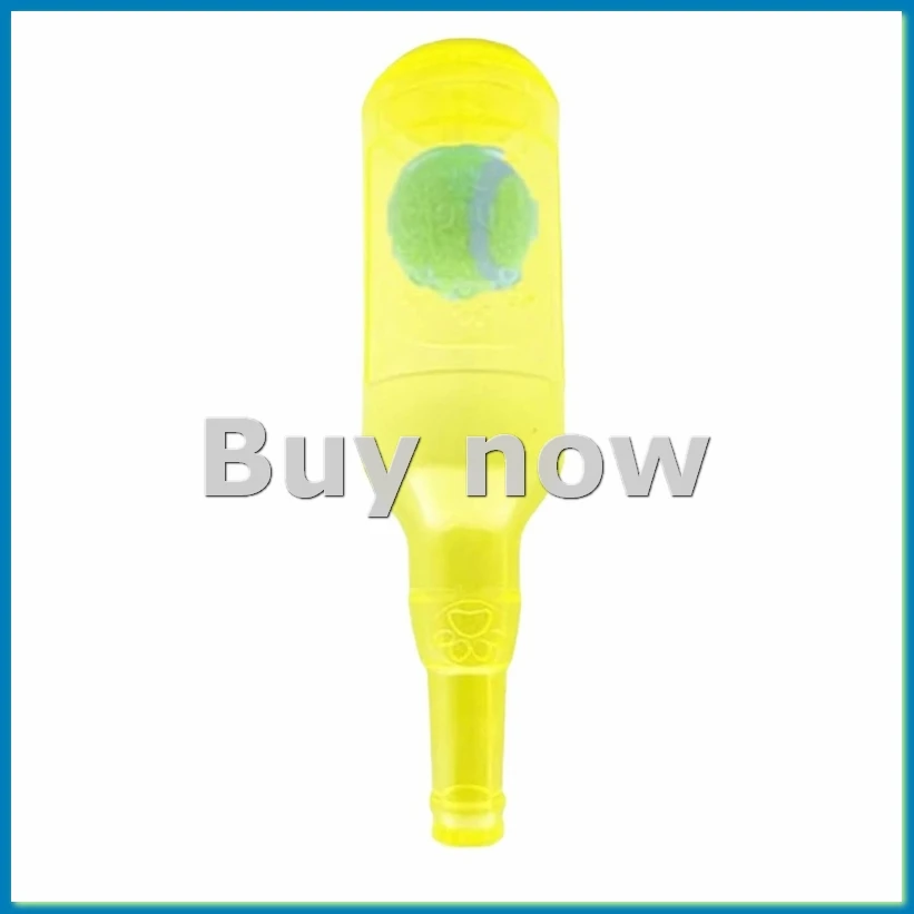 Dog Toy Water Bottle Cruncher Chew Bottle Toys for Dogs Plastic Water Bottle Chew Toys for Dogs with Ball Yellow-A33R