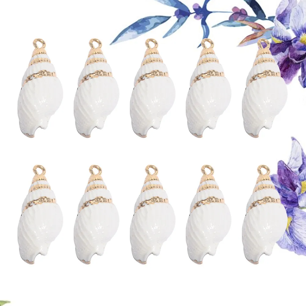 

10 шт. натуральных ракушек с золотой окантовкой, легкий материал для изготовления украшений своими руками: серег, ожерелий, подвесок, для вечеринок