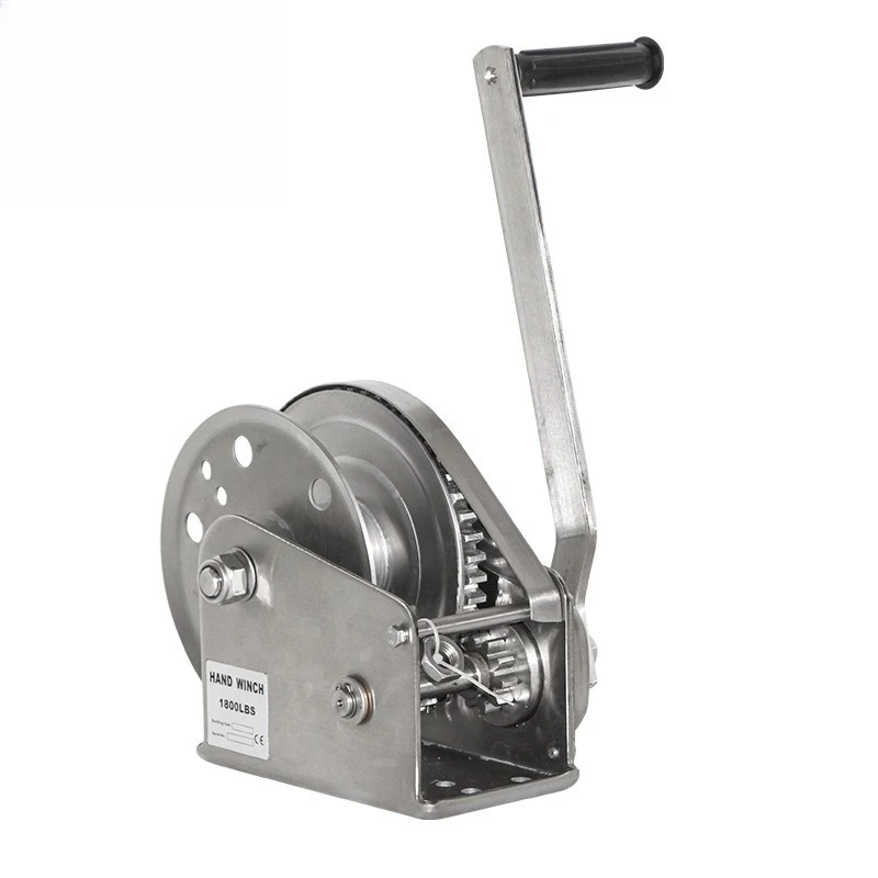 304 Stainless Steel 1200LBS Manual Hand‑Crank Winch Self‑locking Brake Hoist Portable Puller for Trailer Boat Cargo Lifting