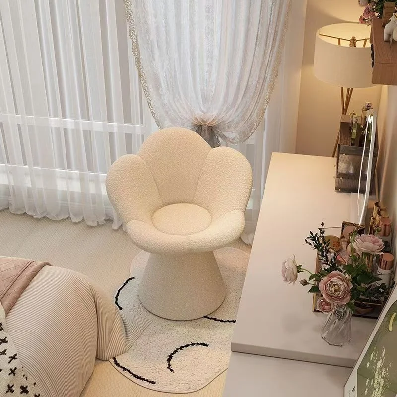 #￥Rotating Makeup Chair Bedroom Dressing Table New Makeup Stool Light Luxury Vanity Stools Velvet Backrest Chair Home Use view 3