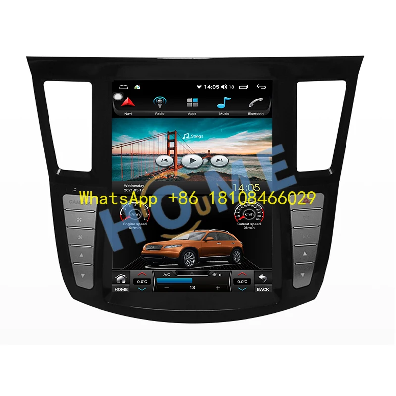 8-ядерный 12,1-дюймовый Android 12 8G + 128G GPS-навигатор, мультимедийный плеер, вертикальный экран в стиле Tesla для Infiniti JX35 2013-2020 4G