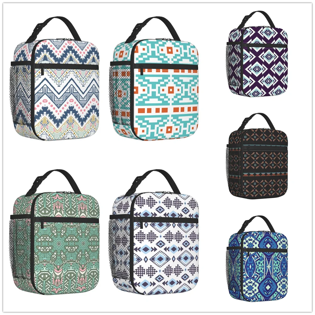 African tribal patterns Insulated Thermal Bag Lunch bag Foods Drink Storage Leakproof Picnic Camping Bags Outdoor Box beach