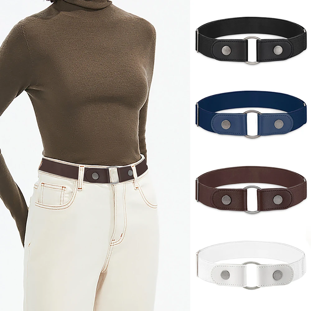No Buckle Invisible Stretch Belt for Women Girls Jeans Pants Dress, Women\'s Adjustable Elastic Buckle-free No-show Waist Belt