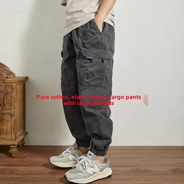 

Retro Japanese Sle Men's Workwear Harlan Pants Loose Fit Cotton Trousers Wear Resistant Spring Autumn Seasonal Casual Pants