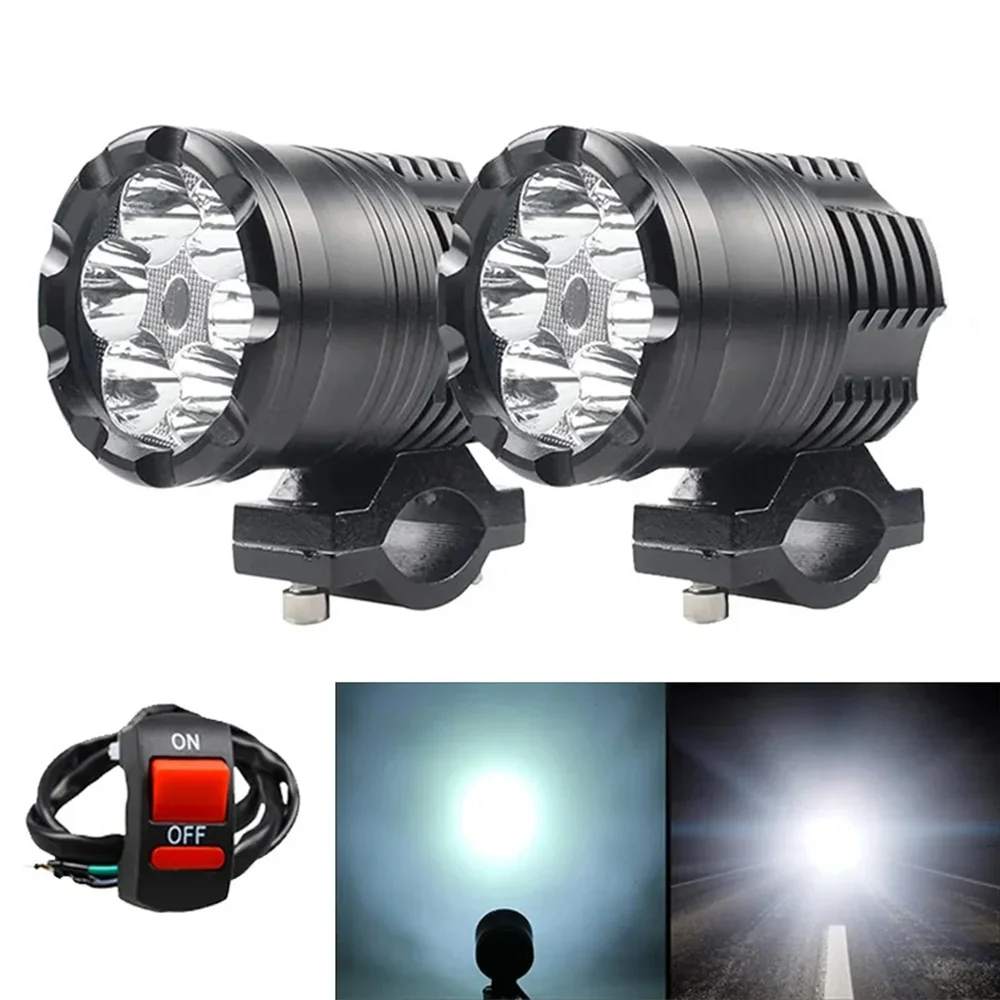 

6 Chips Additional Motorcycle LED Spotlight Moto High/Low/Strobe Headlights Motocross Fog Light Accessories for Suzuki SUV ATV