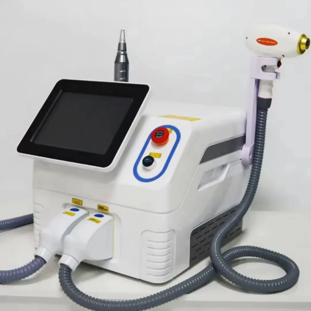 

Professional 2-in-1 diode laser hair removal device, picosecond Q-switch ND YAG 1064NM tattoo removal device with 4 wavelengths