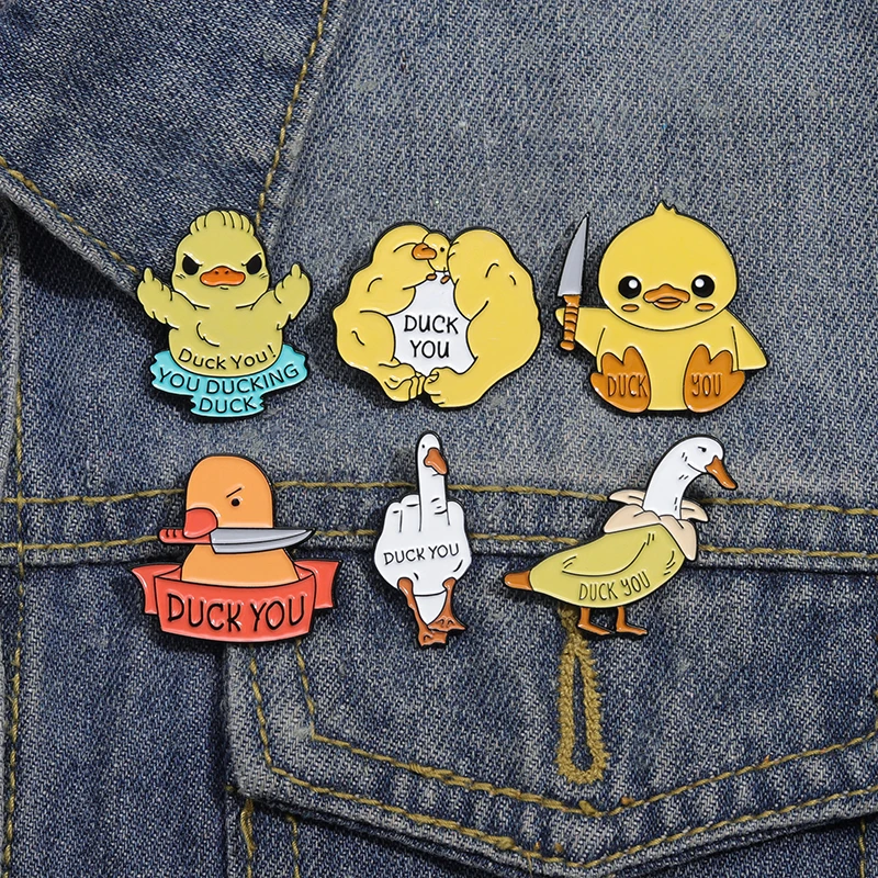 Multiple Duck Goose Enamel Pins Cute Cartoon Animal Duckling Brooches Creative Decorative Lapel Badge Backpack Pin Wholesale