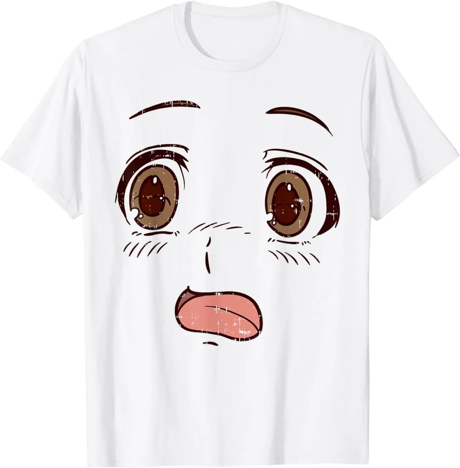 Shocked Anime Face Eyes Cute Japanese Manga Japan Gift T-Shirt  Graphic  Shirts COON Men  Shirt