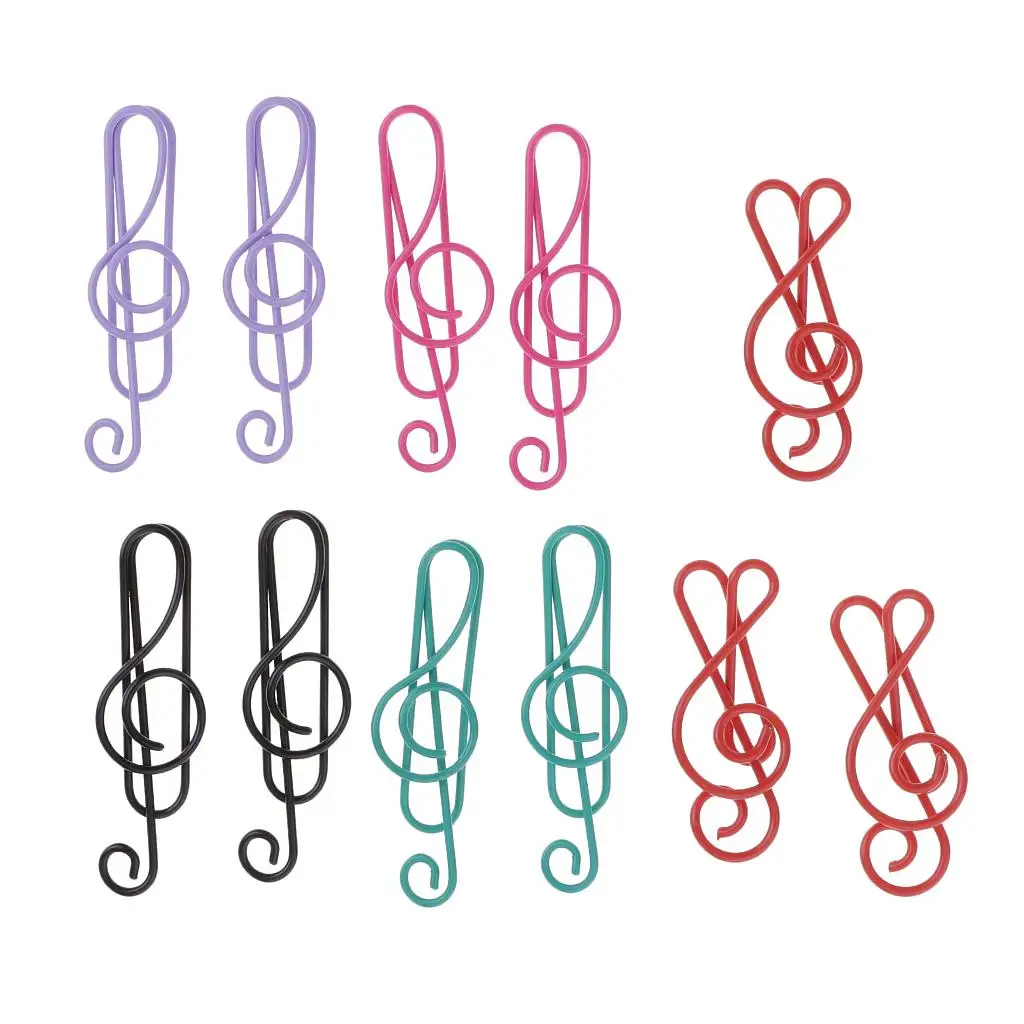 Color Coated Paper Clips, 20Pcs Clamp, Music Note Shape Paperclips Paper Clamps Small Paper Clips Assorted