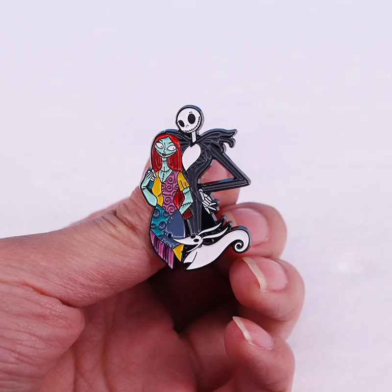 Anime The Nightmare Before Christmas Brooches Jack Skellington Sally Badges Jewelry Accessories Enamel Pins Halloween Gift