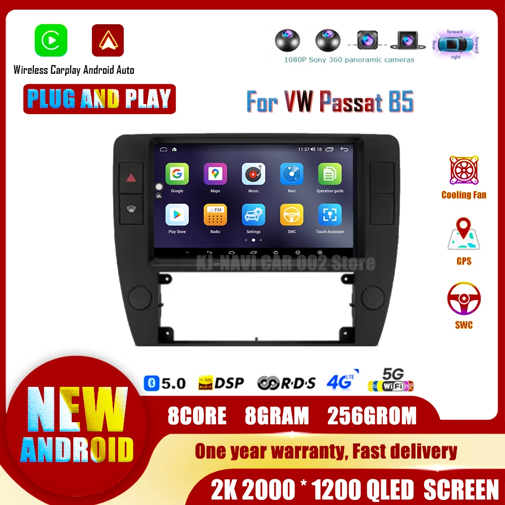 

For Volkswagen Passat B5 2000 - 2005 Radio Android 14 Carplay Car Multimedia Player Auto Navigation Stereo BT WIFI DSP WIreless