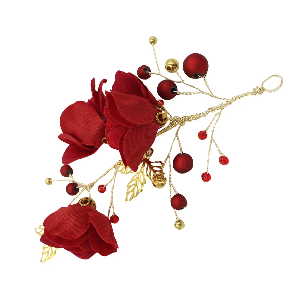 

Bride Rose Headdress Wedding Decor Headwear Red Lightweight Safe Durable Alloy Cloth Memorable Special Day Rose Headdress Bride