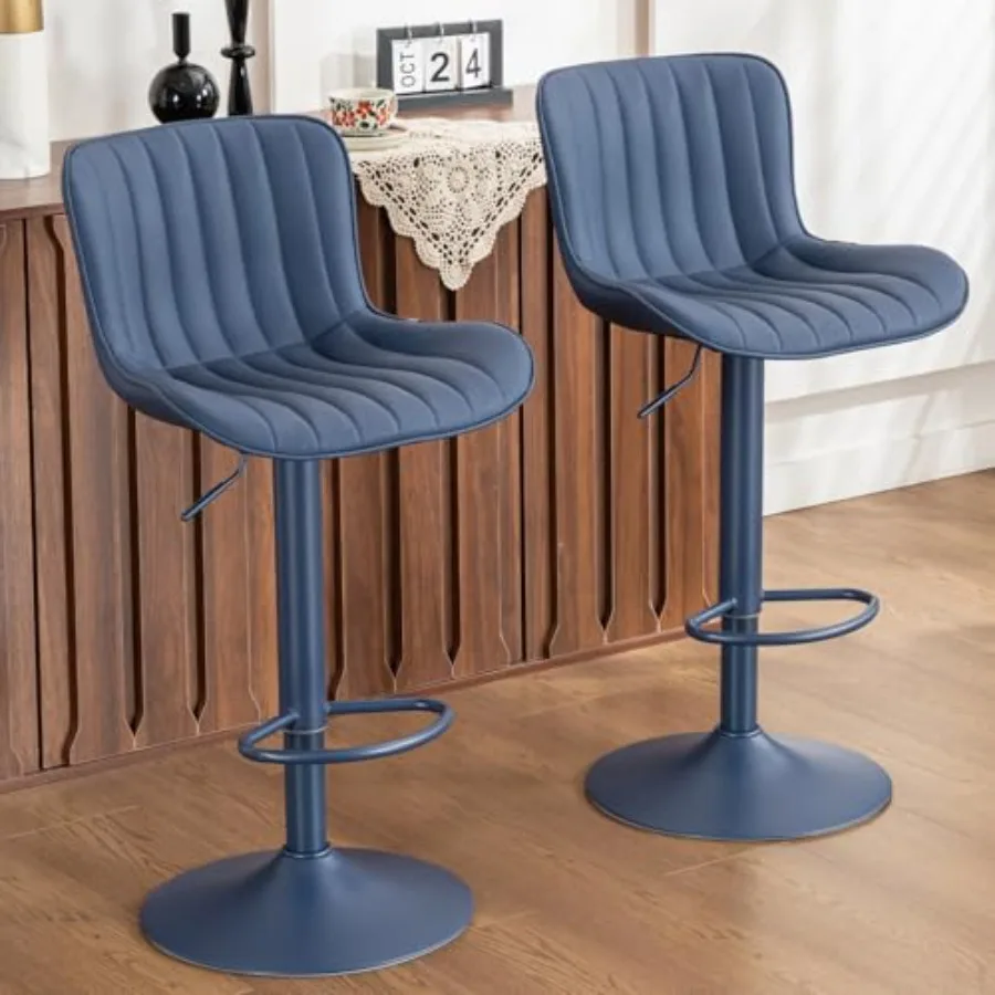

Набор из 2 барных стульев для кухонного острова, современные регулируемые поворотные синие барные стулья с синими ножками