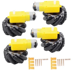 4 pçs 60mm mecanum omni roda + 4pcs tt motor suporte do motor para arduino diy projeto raspberry pi haste brinquedo rc peças