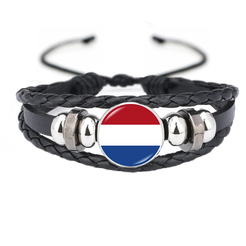 24 Style European Football Flag Bracelet Men Germany Italy Serbia France Romania Belgium Czech Portugal Grugi Leather Bangles