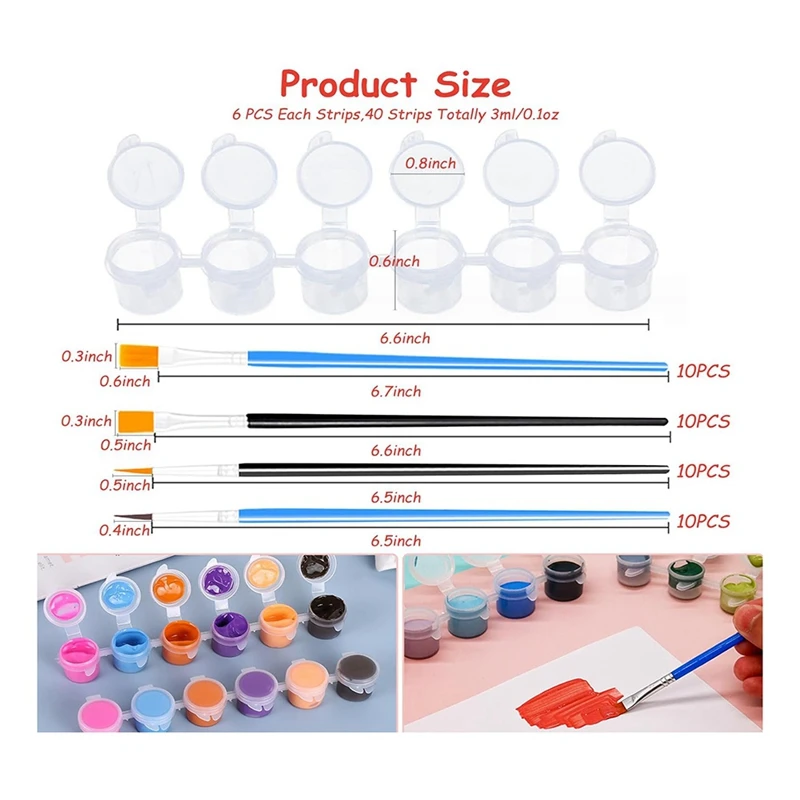 ที่เก็บสีอะคริลิกพร้อมแปรงทาสี240มล./2.8กรัมพร้อมฝาเก็บสีพลาสติกสำหรับห้องเรียนศิลปะในโรงเรียน