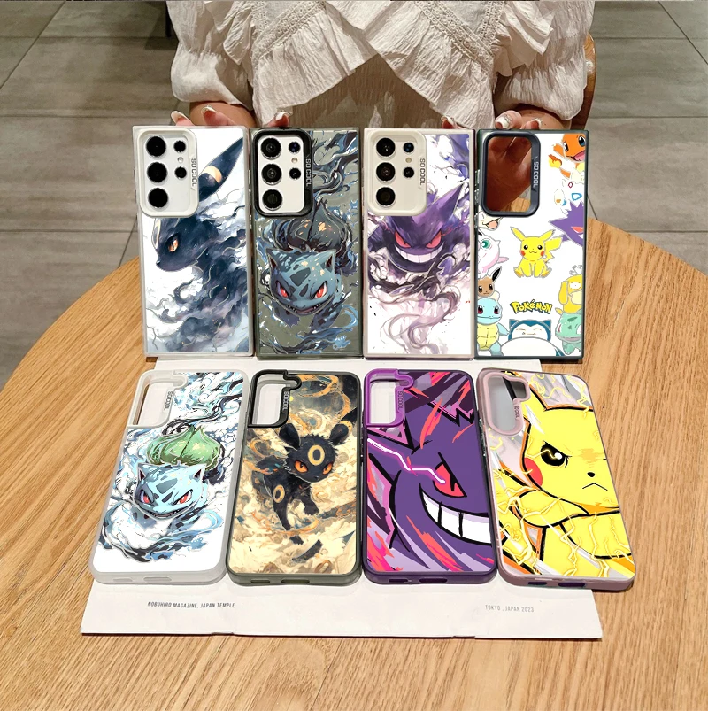 Pokemons Umbreons Gengars Case For Samsung Galaxy S26 Ultra S25 Edge S24 S23 Plus S26 FE S20 Matte IMD Game Silver Laser Cover
