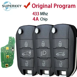 4A Chip For Peugeot 308 4008 Citroen C3 C5 C6 Flip Remote Folding Car Key 433 MHZ HU83 VA2 Blade HUF8435 PN:98 139 654 77
