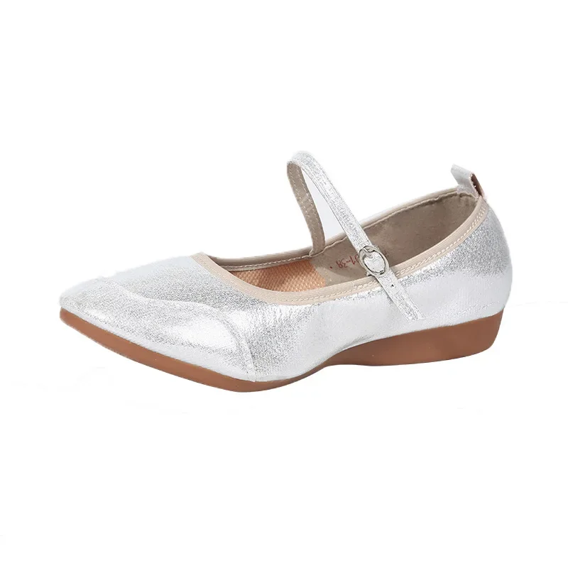 XIHAHA Helder Leer Vrouw Meisjes Dames Latin Ballroom Moderne Salsa Praktijk Dansschoenen Gesloten Teen Zacht Rundvlees Pees Bodem