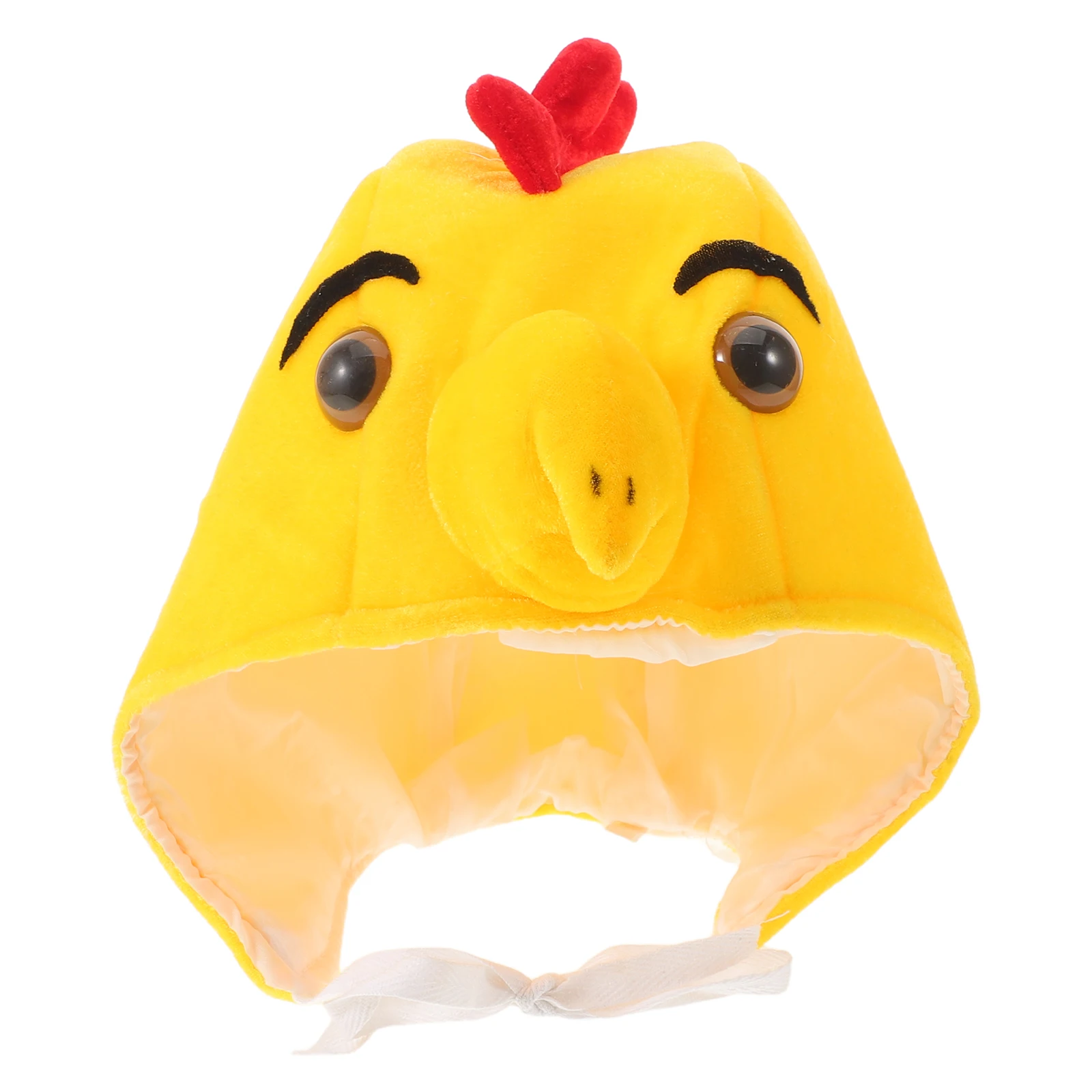 Cartoon Chicken Headwear Bright Yellow Fun Party Cap for Christmas Thanksgiving Dress Up Games Cosplay Prop Kids Adult Festival