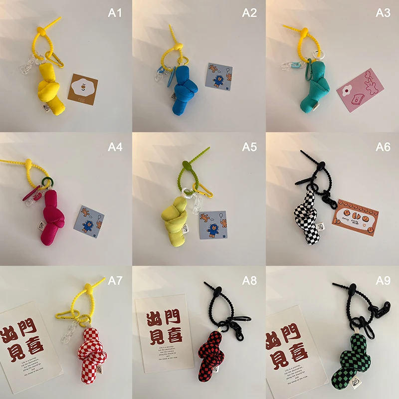 Fashion Hand Strap Silicone Print Pendant Grid Solid Soft Mobile Phone Case Keychain Bag Gifts Charm Accessories